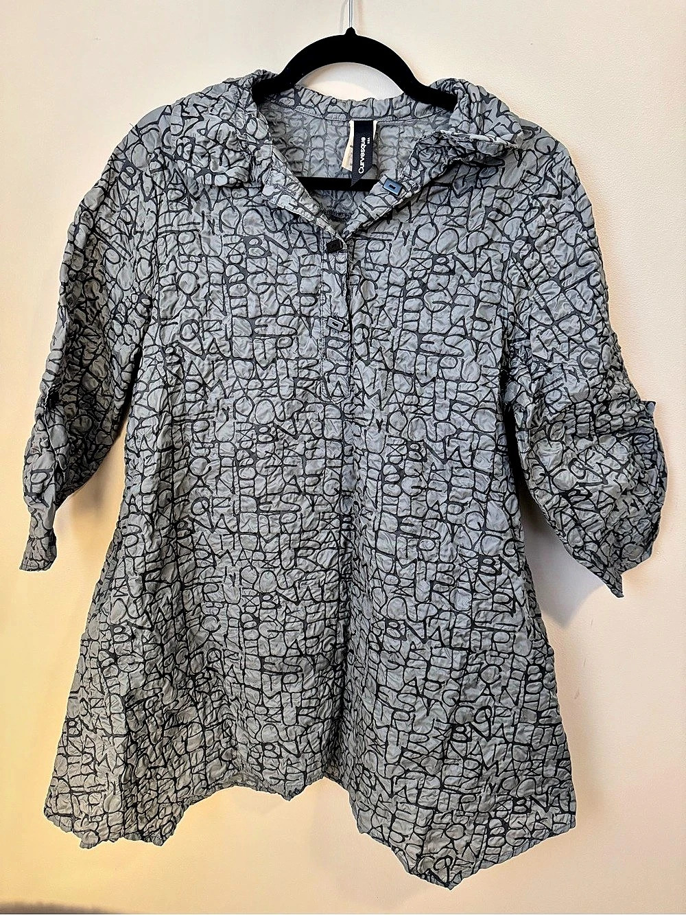 CURVESQUE USA Crinkle Abstract Asymmetrical Lagenlook Tunic 2XL